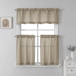 SeeGlee 30 Inch Length Linen Curtains Vlances- 2Panels Privacy Semi Voile Drapes Small Window Treatment Panels for Nursery Babys Room(Denim Blue,26 Inches Wide by 30 Inches Long)