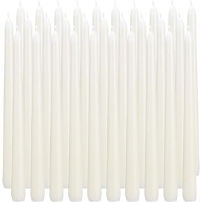 30 Pack Ivory Taper Candles, 10 inch (H) Dripless, Unscented Dinner Candle, Smokeless Taper Candles, Paraffin Wax with Cotton Wicks, Approxinately 7-8Hours Burn Time