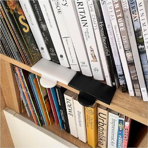 Bookshelf Organizer Tool Align Books A Spirit Level for Books Plastic Bookend Book Shelf Guide for Home Office Library, Book Stopper, Desktop Organizer (Black)
