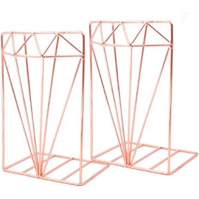 Winterworm Metal Bookends Book Ends Heavy Duty Modern Decorative for Bedroom Library Office School Book Display Desktop Organizer Gift(Flamingo Rose Gold)