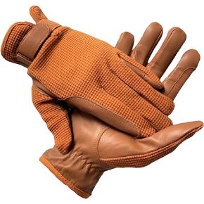 Gents Horse Riding Men Gloves Equestrian Real Leather & Cotton Premium Quality in TAN