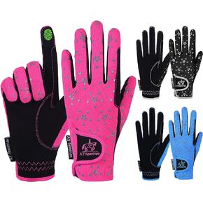 قفازات الاطفال للفتيات الفتيان للجنسين قفازات ركوب الخيل في الهواء الطلق قفازات رياضية قفازات ركوب الدراجات للأطفال أسود أزرق وردي تصميم نجمة تعمل باللمس متوافق in Kuwait