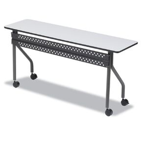Iceberg Officeworks Mobile Training Table with Two Locking Wheels, Mahogany and Black, 72" L x 18" W x 29" H