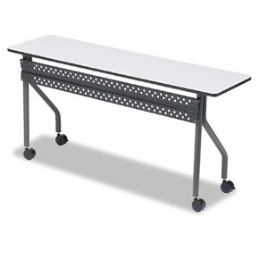 Iceberg Officeworks Mobile Training Table with Two Locking Wheels, Mahogany and Black, 72" L x 18" W x 29" H