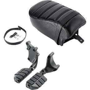 WOWTK Passenger Pillion Seat with Passenger Anti Vibration Rubber Footpeg Mount Kit fits for Harley 2016-2022 Sportster Iron 883 XL883N Models