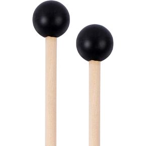 Bell Mallets Glockenspiel Sticks, Rubber Mallet Percussion with Wood Handle, 15 Inch Long (Black)