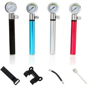 Bike Hand Pump with Gauge, Bicycle Pump with High Pressure Meter Gauge Shock Hand Bike Air Supply Inflator