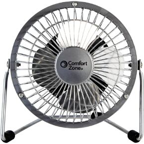 4" Dual Powered (USB or Power Cord) Portable Desk Fan with 360-Degree Adjustable Tilt, All-Metal Construction, Ideal for Home, Bedroom & Office, CZHV4BK