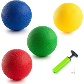 New Bounce Dodgeball Balls - Heavy Duty Set of 4 PG Dodge-Ball Balls for Kids and Adults, Official Size for Dodgeball and Handball - Perfect for Camps and Schools