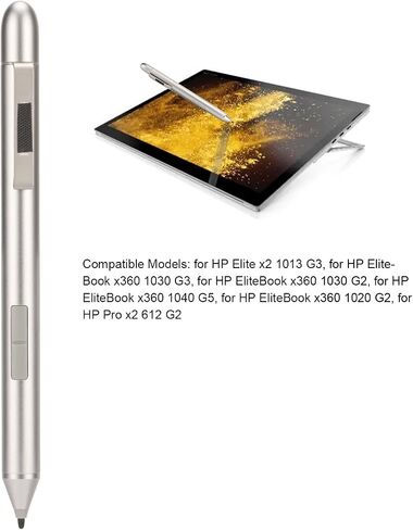 قلم ستايلس لجهاز Elite x2 1013 G3، EliteBook x360 1030 G3، حساسية الضغط 2048 مستوى، لا يتطلب اتصال بلوتوث، مادة سبائك الألومنيوم، فضي in Saudi Arabia