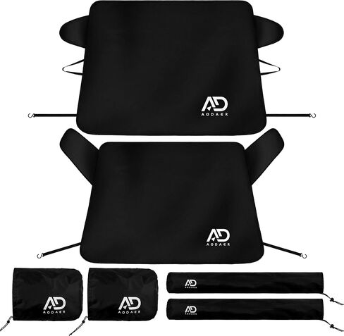 Aodaer 6 Pack Car Windshield Snow Cover with Side Mirror Covers and Windshield Wiper Covers All Weather Front & Rear Ice Frost Protector Windproof Car Cover for Most Vehicles Cars Trucks SUV, Black in Saudi Arabia