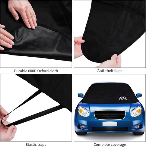 Aodaer 6 Pack Car Windshield Snow Cover with Side Mirror Covers and Windshield Wiper Covers All Weather Front & Rear Ice Frost Protector Windproof Car Cover for Most Vehicles Cars Trucks SUV, Black in Saudi Arabia
