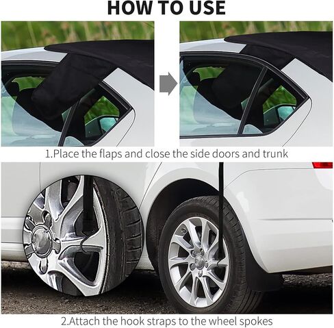 Aodaer 6 Pack Car Windshield Snow Cover with Side Mirror Covers and Windshield Wiper Covers All Weather Front & Rear Ice Frost Protector Windproof Car Cover for Most Vehicles Cars Trucks SUV, Black in Saudi Arabia