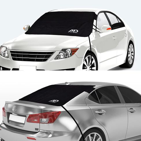 Aodaer 6 Pack Car Windshield Snow Cover with Side Mirror Covers and Windshield Wiper Covers All Weather Front & Rear Ice Frost Protector Windproof Car Cover for Most Vehicles Cars Trucks SUV, Black in Saudi Arabia