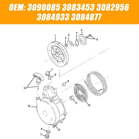 استبدال 3090085 مجموعة حافظة بدء سحب الارتداد الرياضي المتوافقة مع Polaris Sportsman Magnum Ranger ATP Trail-Boss 325 330 400 450 500 570 in Kuwait