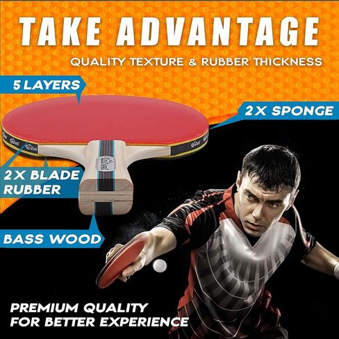 Upstreet's Ping Pong Paddles - Professional Ping Pong Paddles or Table Tennis Paddles, Ping Pong Balls; Ping Pong Set for Recreational Games, Indoor, and Outdoor Ping Pong Paddles in Saudi Arabia