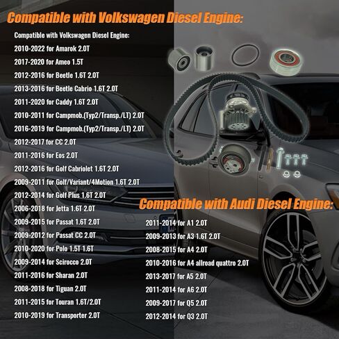 03L121011 03L198119F طقم حزام التوقيت مع مضخة مياه متوافقة مع Audi A1 A3 A4 A5 A6 Q3 Q5 Volkswagen Tiguan Jetta 1.6T 2.0T 03L121011J 03l109244d 03l109244e 03l121011g in Kuwait