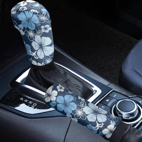 2 Pack No Slip Handbrake Cover Set with Gear Shift Cover,Cow Print White & Black Gear Shifter Cover,Update Your Car Interior Gift in Saudi Arabia