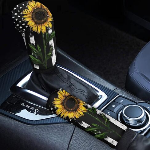 2 Pack No Slip Handbrake Cover Set with Gear Shift Cover,Cow Print White & Black Gear Shifter Cover,Update Your Car Interior Gift in Saudi Arabia