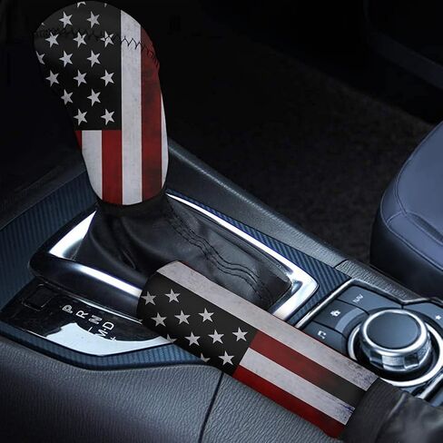 2 Pack No Slip Handbrake Cover Set with Gear Shift Cover,Cow Print White & Black Gear Shifter Cover,Update Your Car Interior Gift in Saudi Arabia