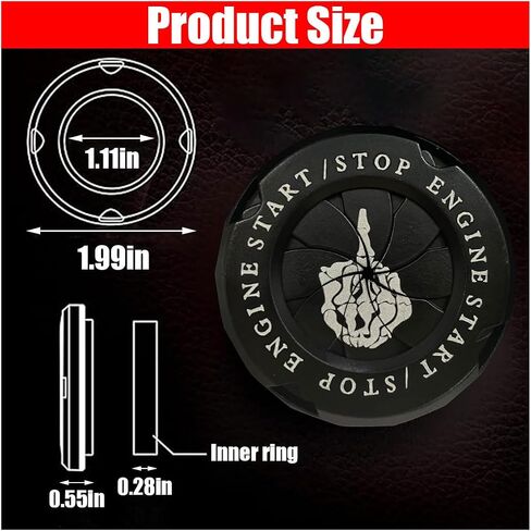 Car Push Start Stop Button Cover, Rotary Ignition Protective Cover Anti-Scratch Start Stop Button Decorative Cover, Universal Car Interior Accessories Key Ignition Switch Cover (Middle Finger - Black) in Saudi Arabia
