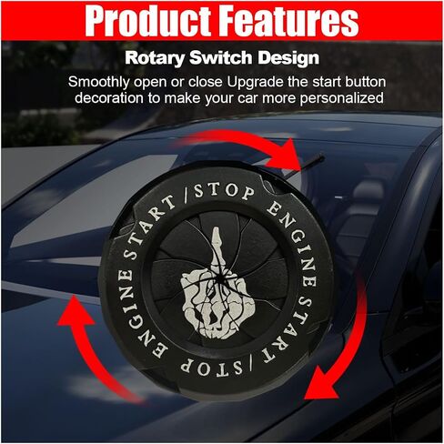 Car Push Start Stop Button Cover, Rotary Ignition Protective Cover Anti-Scratch Start Stop Button Decorative Cover, Universal Car Interior Accessories Key Ignition Switch Cover (Middle Finger - Black) in Saudi Arabia