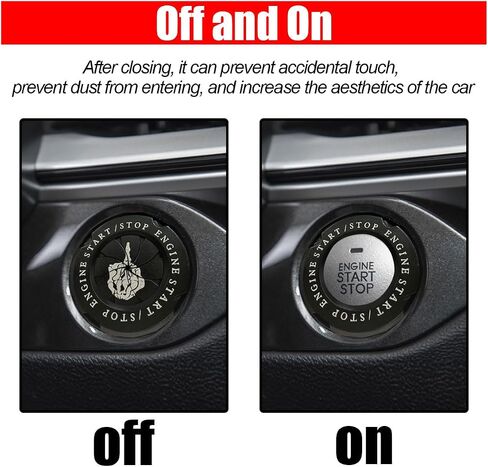 Car Push Start Stop Button Cover, Rotary Ignition Protective Cover Anti-Scratch Start Stop Button Decorative Cover, Universal Car Interior Accessories Key Ignition Switch Cover (Middle Finger - Black) in Saudi Arabia