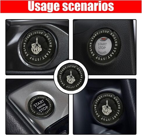 Car Push Start Stop Button Cover, Rotary Ignition Protective Cover Anti-Scratch Start Stop Button Decorative Cover, Universal Car Interior Accessories Key Ignition Switch Cover (Middle Finger - Black) in Saudi Arabia