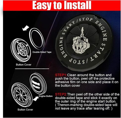 Car Push Start Stop Button Cover, Rotary Ignition Protective Cover Anti-Scratch Start Stop Button Decorative Cover, Universal Car Interior Accessories Key Ignition Switch Cover (Middle Finger - Black) in Saudi Arabia