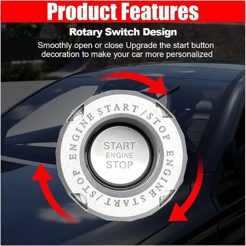 Car Push Start Stop Button Cover, Rotary Ignition Protective Cover Anti-Scratch Start Stop Button Decorative Cover, Universal Car Interior Accessories Key Ignition Switch Cover (Middle Finger - Black) in Saudi Arabia