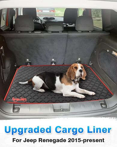 Cartist Cargo Liner متوافق مع 2015-2023 Jeep Renegade Trunk Mat Car Rear Boot Liner Black-Red in Saudi Arabia