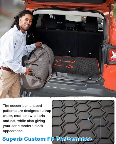 Cartist Cargo Liner متوافق مع 2015-2023 Jeep Renegade Trunk Mat Car Rear Boot Liner Black-Red in Saudi Arabia