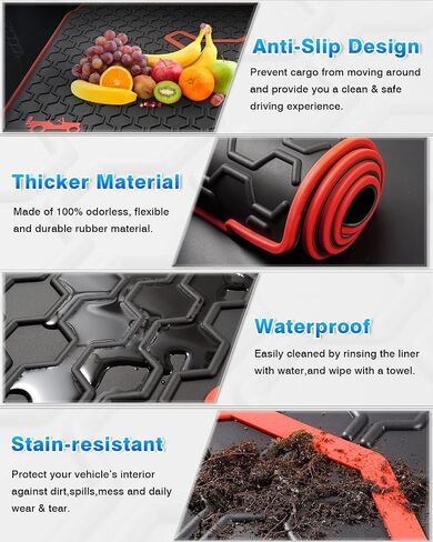 Cartist Cargo Liner متوافق مع 2015-2023 Jeep Renegade Trunk Mat Car Rear Boot Liner Black-Red in Saudi Arabia