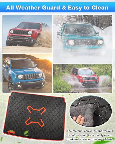 Cartist Cargo Liner متوافق مع 2015-2023 Jeep Renegade Trunk Mat Car Rear Boot Liner Black-Red in Saudi Arabia