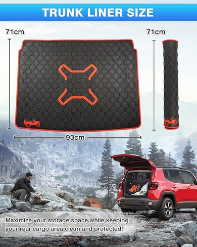 Cartist Cargo Liner متوافق مع 2015-2023 Jeep Renegade Trunk Mat Car Rear Boot Liner Black-Red in Saudi Arabia