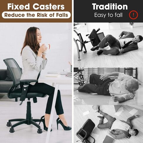 Bell Glides Replacement Office Chair or Stool Swivel Caster Wheels to Fixed Stationary Castors (Bell Glides Long) in Saudi Arabia