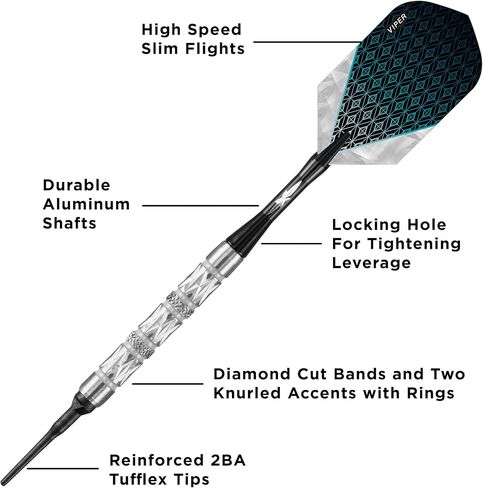 Viper Diamond 90% Tungsten Soft Tip Darts with Storage/Travel Case in Kuwait