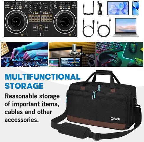 DJ Controller Case Fit For Pioneer DDJ FLX4 Flx 4 DJ Lite SB 2 3 SB2 SB3 DJ 400 DJ RB Controller Travel Bag, DJ Carrying Case with Adjustable Shoulder Strap for Laptop and Cables (Black) in Saudi Arabia