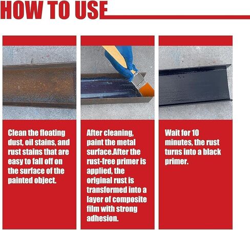 مجدد الصدأ 300 جرام، محول الصدأ للمعادن، محول إزالة الصدأ، طلاء معدني، عامل تحويل الصدأ، مزيل الصدأ المعدني المائي، طلاء مضاد للصدأ متعدد الأغراض (أبيض + فرشاة) in Kuwait