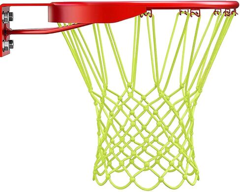 VANVENE استبدال شبكة كرة السلة المضيئة، شبكة هدف كرة السلة شديدة التحمل ومضادة للسوط تتوهج في الظلام، 12 حلقة تناسب الحجم القياسي لحواف دائرية داخلية أو خارجية، نايلون وأخضر in Kuwait