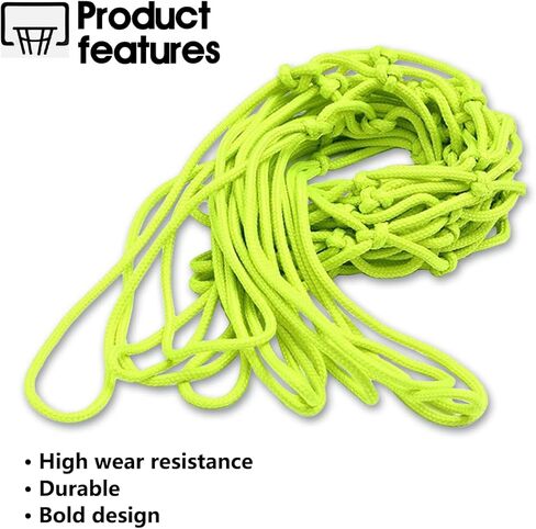 VANVENE استبدال شبكة كرة السلة المضيئة، شبكة هدف كرة السلة شديدة التحمل ومضادة للسوط تتوهج في الظلام، 12 حلقة تناسب الحجم القياسي لحواف دائرية داخلية أو خارجية، نايلون وأخضر in Kuwait