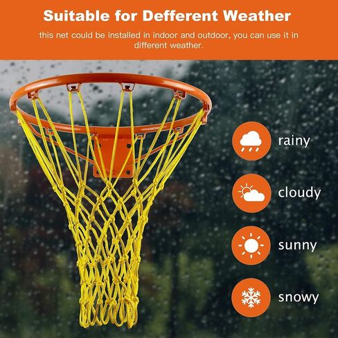 عبوتان من شبكة كرة السلة، 12 حلقة شبكة طوقية لكرة السلة ذات الحجم القياسي، بديلة لشبكة كرة السلة المضادة للسوط لجميع الأحوال الجوية للاستخدام الداخلي والخارجي in Kuwait