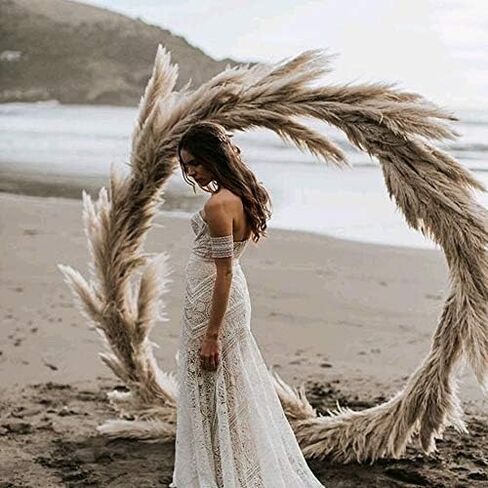 HUAESIN الطبيعية المجففة بامباس العشب 100 قطعة 17 بوصة طويل القامة ريد العشب رقيق بامباس العشب ينبع ترتيبات الزهور المجففة لديكور الزفاف بوهو ديكور المنزل إكليل مزهرية in Kuwait