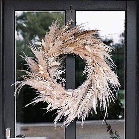 HUAESIN الطبيعية المجففة بامباس العشب 100 قطعة 17 بوصة طويل القامة ريد العشب رقيق بامباس العشب ينبع ترتيبات الزهور المجففة لديكور الزفاف بوهو ديكور المنزل إكليل مزهرية in Kuwait