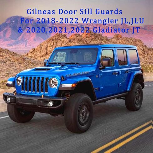 Black Rubber Door Sill Guards Kit,Door Entry Guards for 2018-2022 Jeep Wrangler JL JLU 2020 2021 2022 Gladiator JT 2-Door Accessories Parts,Door Sill Protector Full Coverage for Door Sill in Saudi Arabia