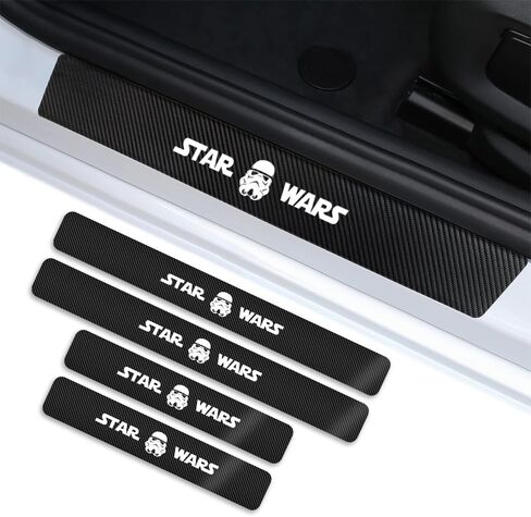 4 قطع من أجل Star War Stormtrooper واقي عتبة الباب من ألياف الكربون ملصق عتبة الباب المضاد للأوساخ وغطاء حماية عتبة الباب متوافق مع معظم ملحقات موديلات السيارات in Kuwait