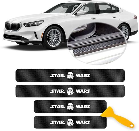 4 قطع من أجل Star War Stormtrooper واقي عتبة الباب من ألياف الكربون ملصق عتبة الباب المضاد للأوساخ وغطاء حماية عتبة الباب متوافق مع معظم ملحقات موديلات السيارات in Kuwait