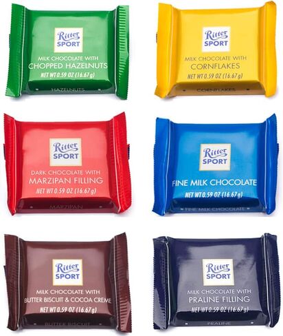 Ritter Sport Mini Chocolate Bars, Assorted Flavors Colorful Variety, 0.59 ounce, 84 Count, 100% Certified Sustainable Cocoa in Kuwait