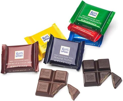 Ritter Sport Mini Chocolate Bars, Assorted Flavors Colorful Variety, 0.59 ounce, 84 Count, 100% Certified Sustainable Cocoa in Kuwait