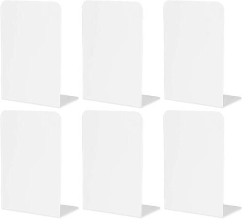 6 قطع من نهايات الكتب المعدنية البيضاء، نهايات الكتب شديدة التحمل للأرفف، حاملات كتب مضادة للانزلاق، سدادة كتب للكتب، أجهزة الكمبيوتر المحمولة، الملفات، المجلات، أقراص DVD - رائعة للمكتب، المنزل، المدرسة (8.0 × 3.9 × 5.3 بوصة) in Kuwait